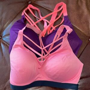 VS Sport 2 Pack Sports Bras 34DD Pink & Purple/Orange EUC